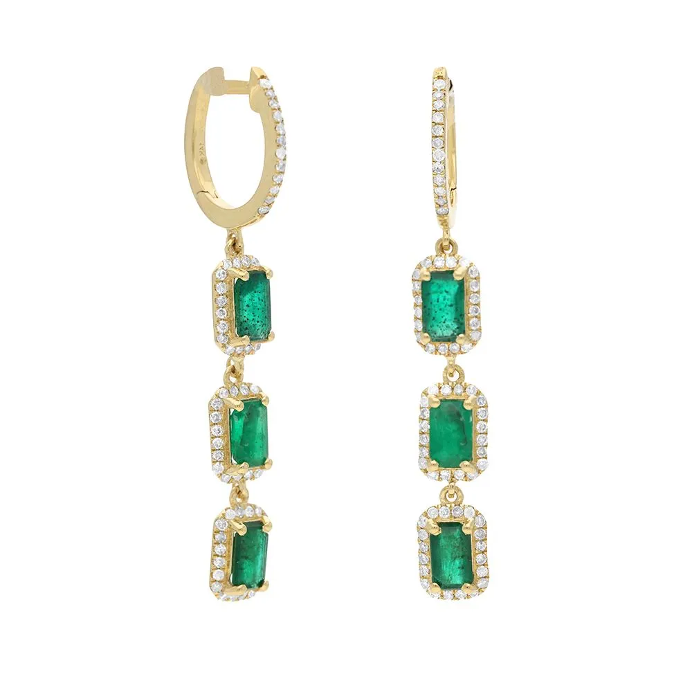 Diamond & Emerald Drop Earring