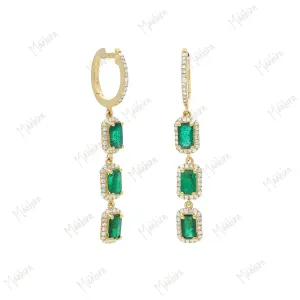 Diamond & Emerald Drop Earring