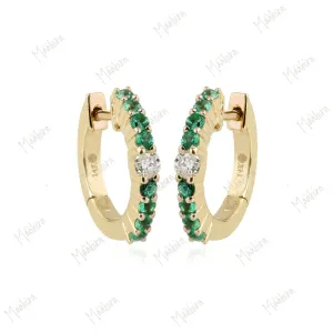 Diamond & Emerald Huggie 13mm
