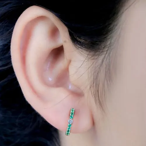 Diamond & Emerald Huggie 13mm