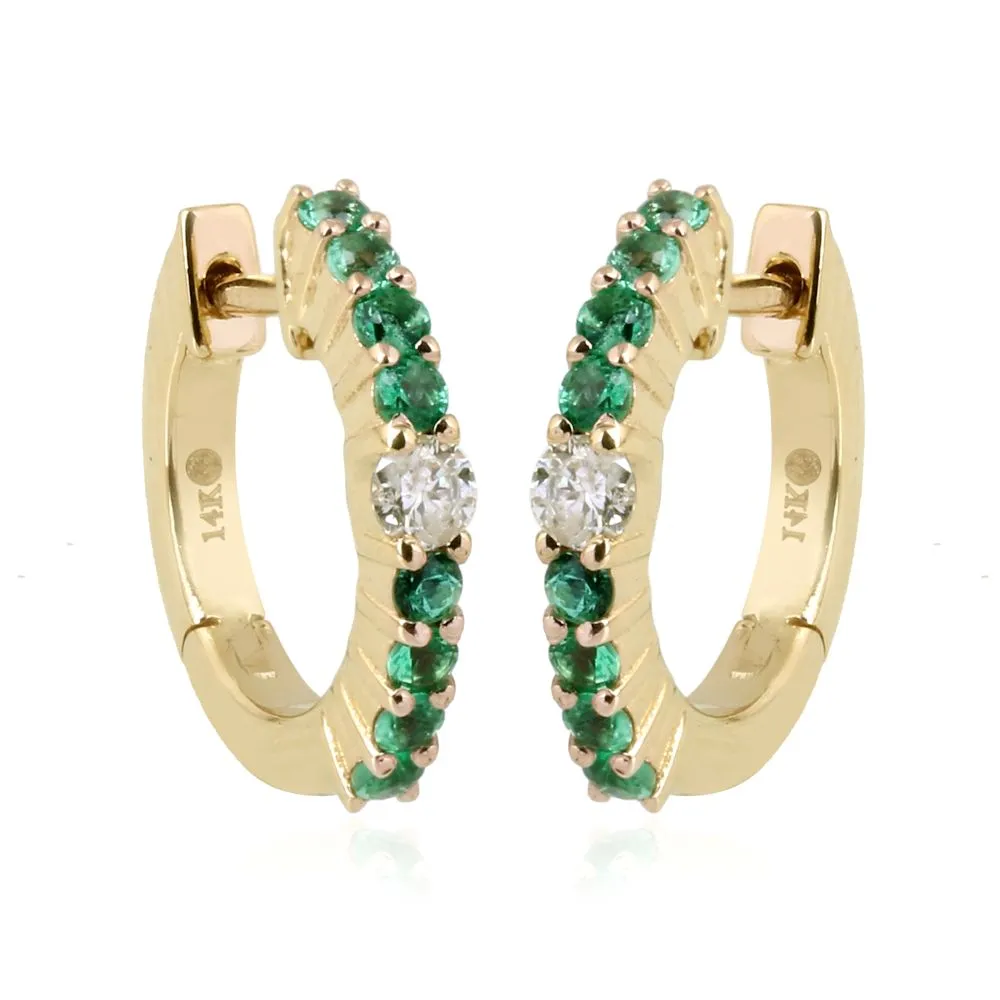 Diamond & Emerald Huggie 13mm