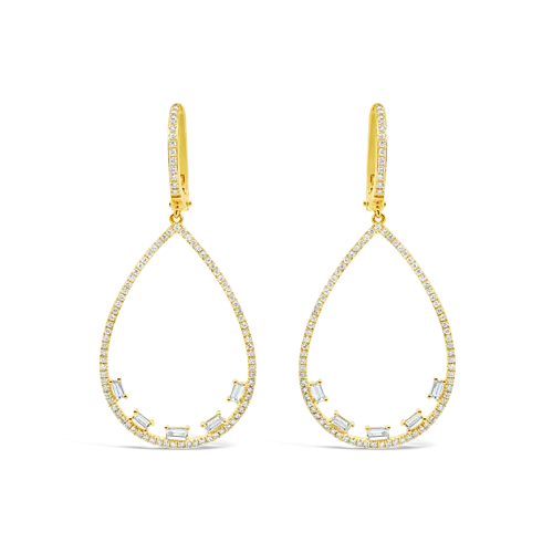 Diamond Open Pearshaped Dangle Earrings