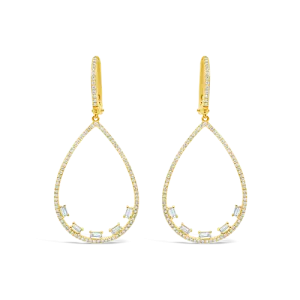 Diamond Open Pearshaped Dangle Earrings