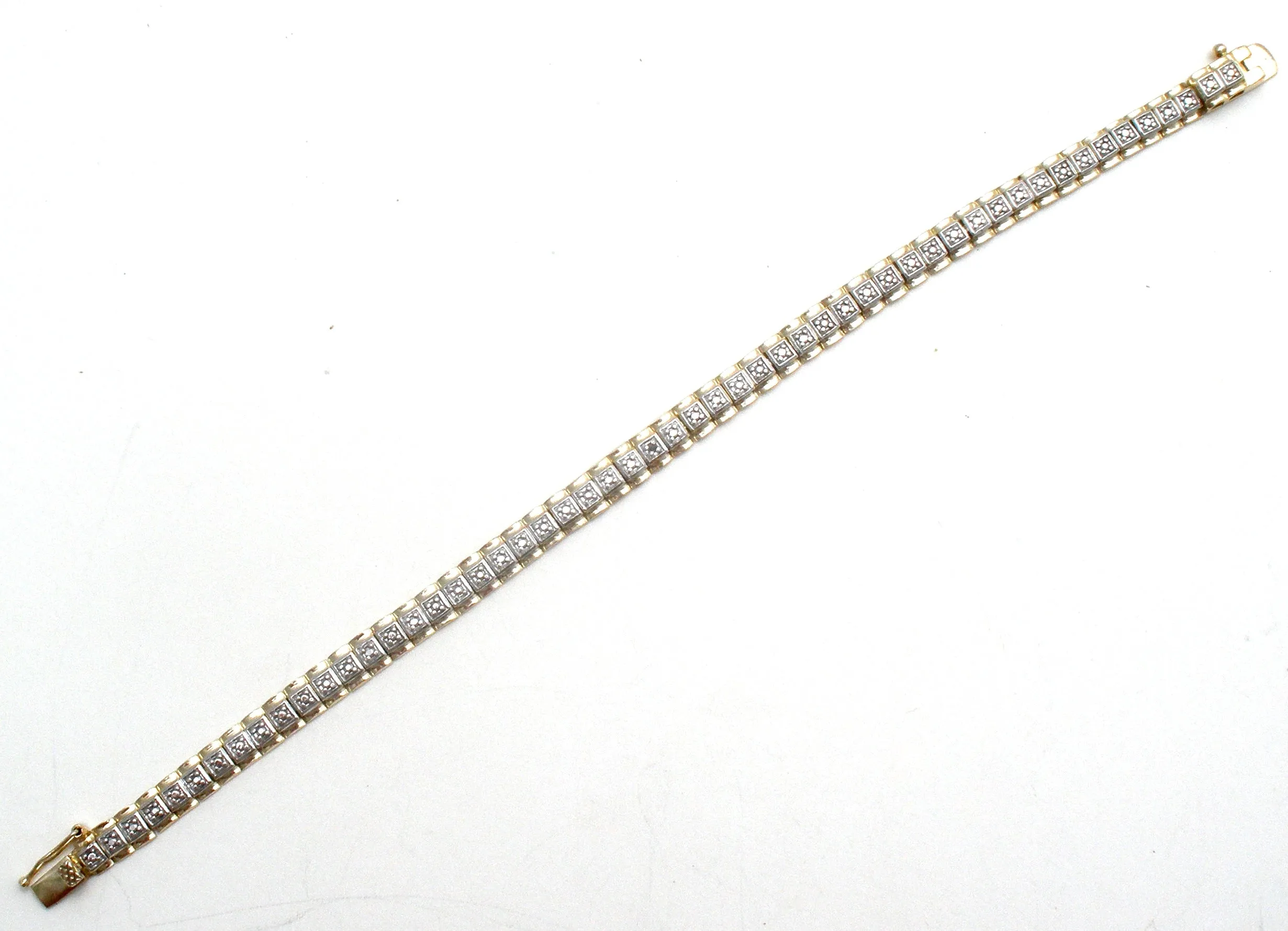 Diamond Tennis Style Gold & Sterling Bracelet