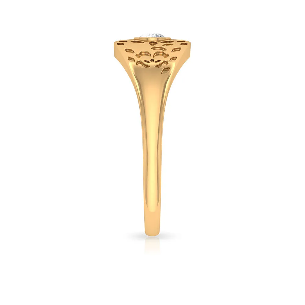 Diamond Textured Signet Ring for Men
