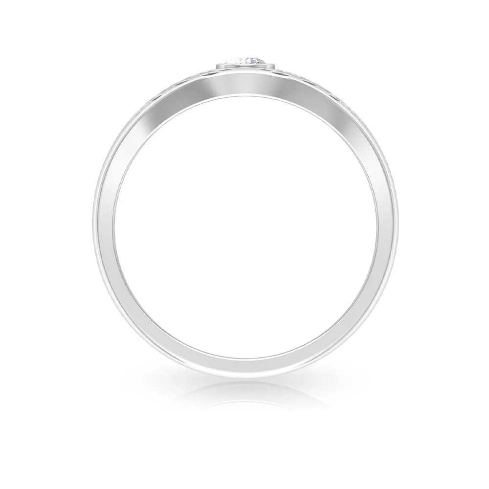Diamond Textured Signet Ring for Men