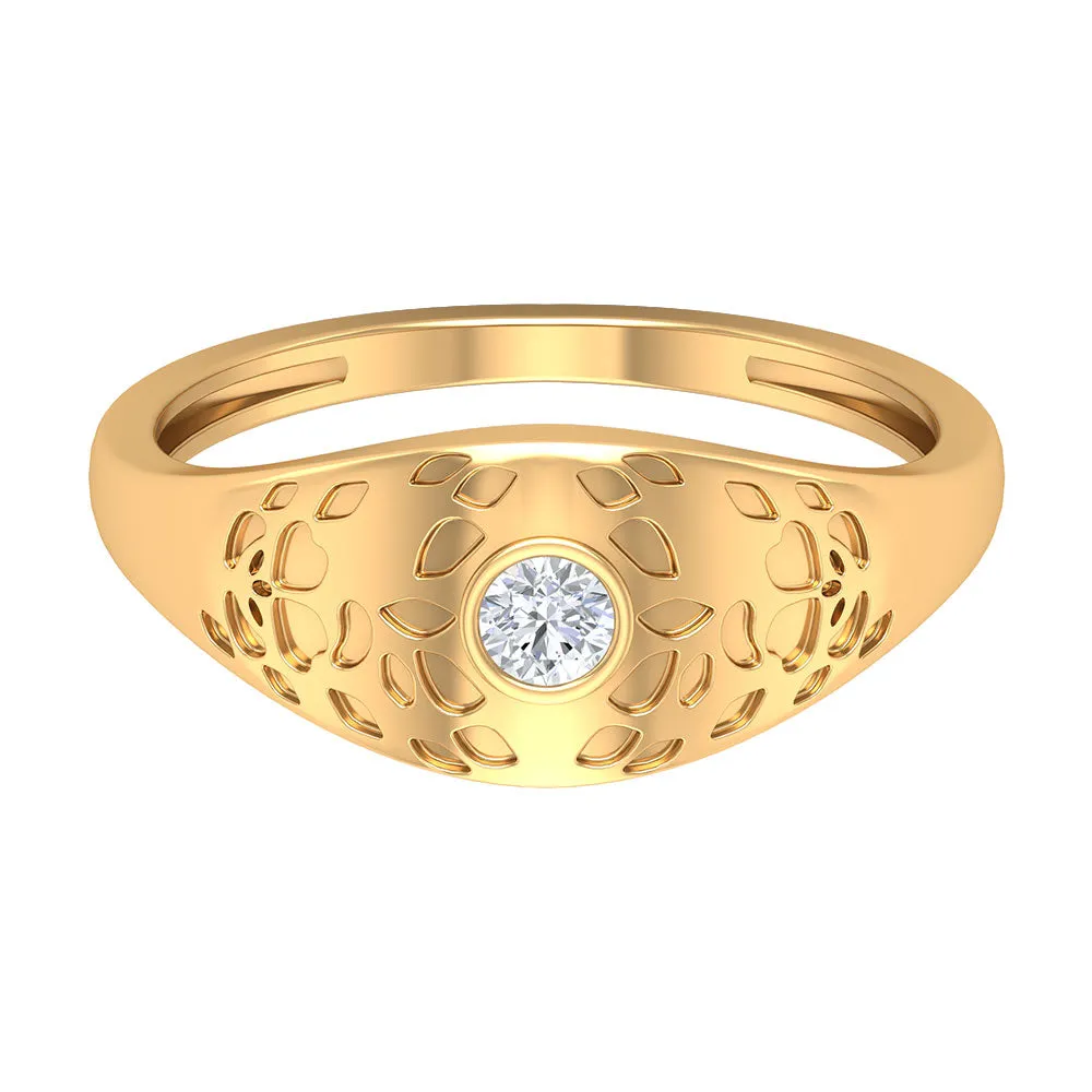 Diamond Textured Signet Ring for Men