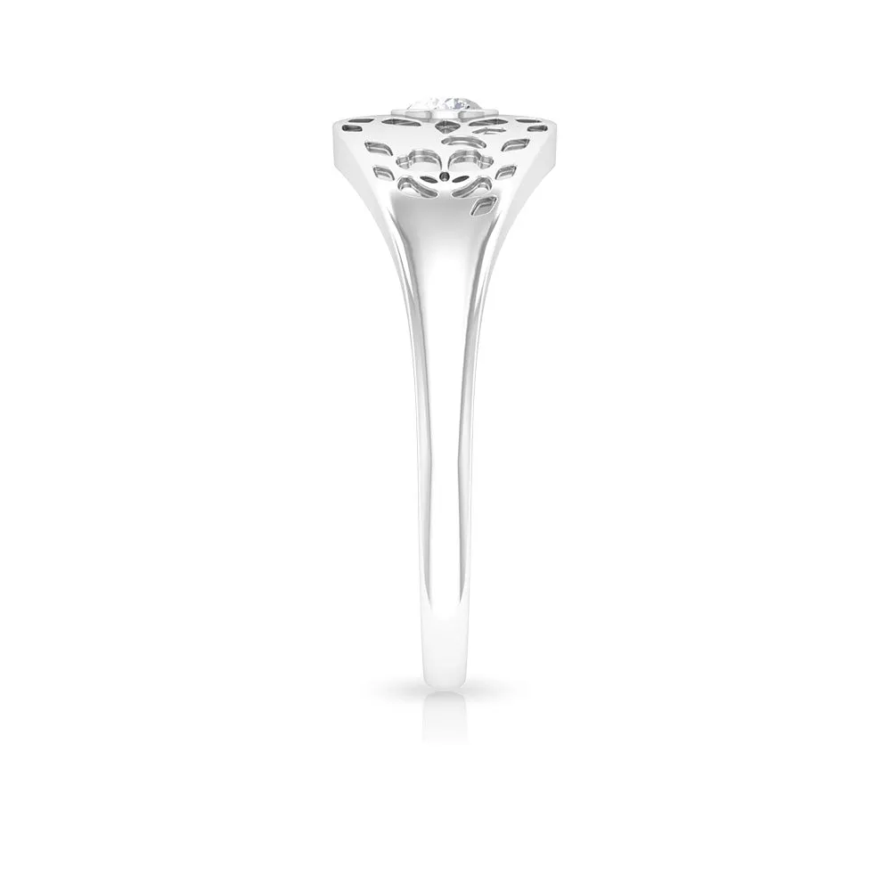 Diamond Textured Signet Ring for Men