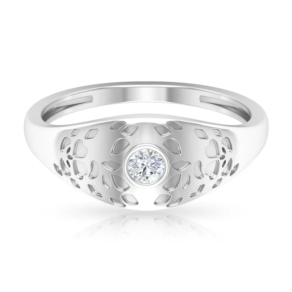 Diamond Textured Signet Ring for Men