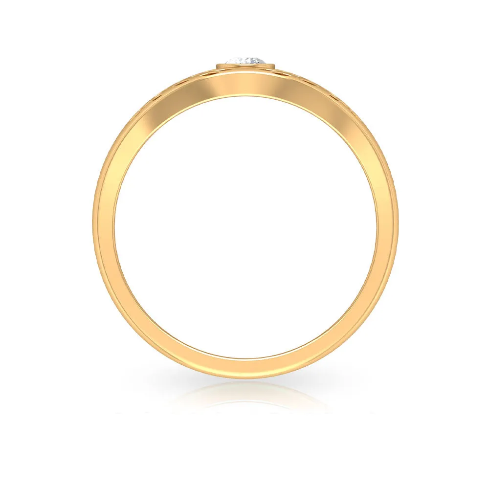 Diamond Textured Signet Ring for Men