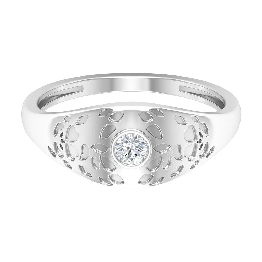Diamond Textured Signet Ring for Men