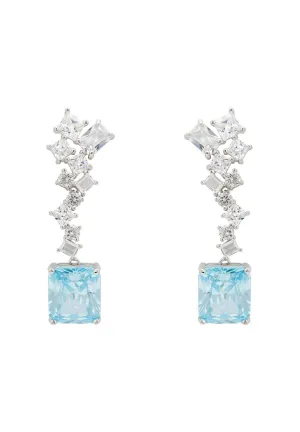 Diana Blue Topaz Drop Earrings Silver