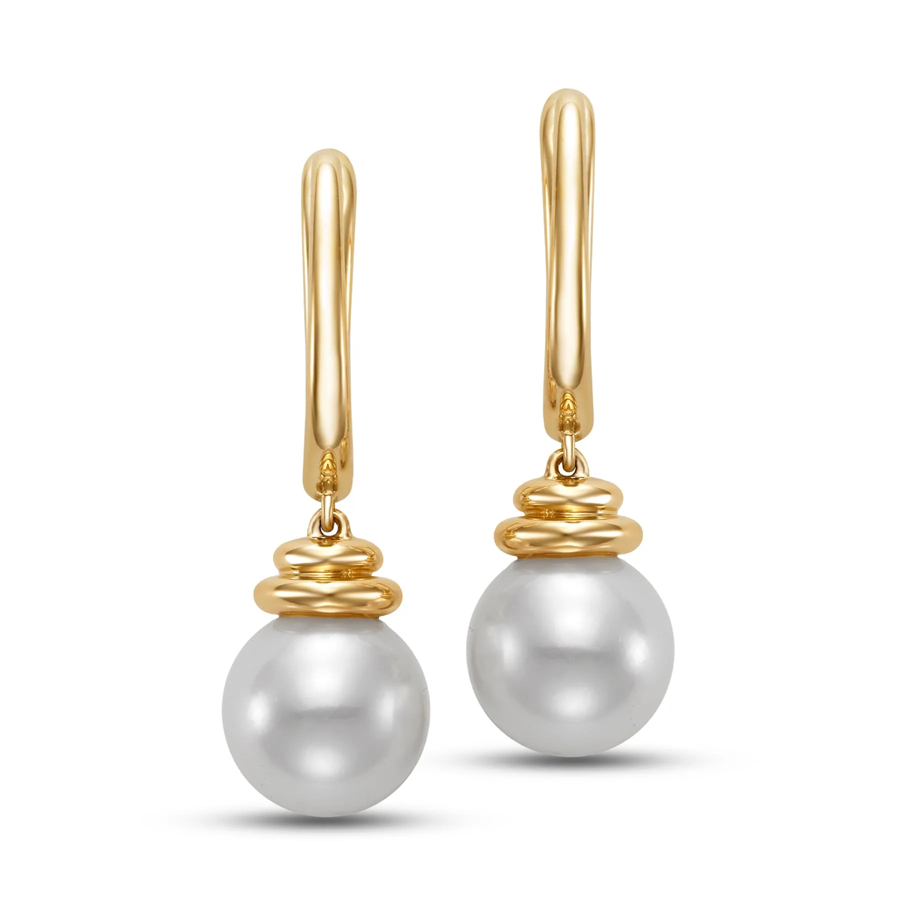 Double Capped Freshwater Pearl Hinged Drop Earrings