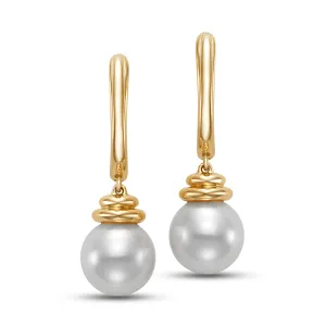 Double Capped Freshwater Pearl Hinged Drop Earrings