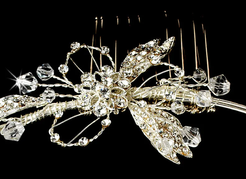 Elegant Crystal Hand Wired Bridal Headband Vine with Swarovski Crystal Accents