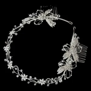Elegant Crystal Hand Wired Bridal Headband Vine with Swarovski Crystal Accents