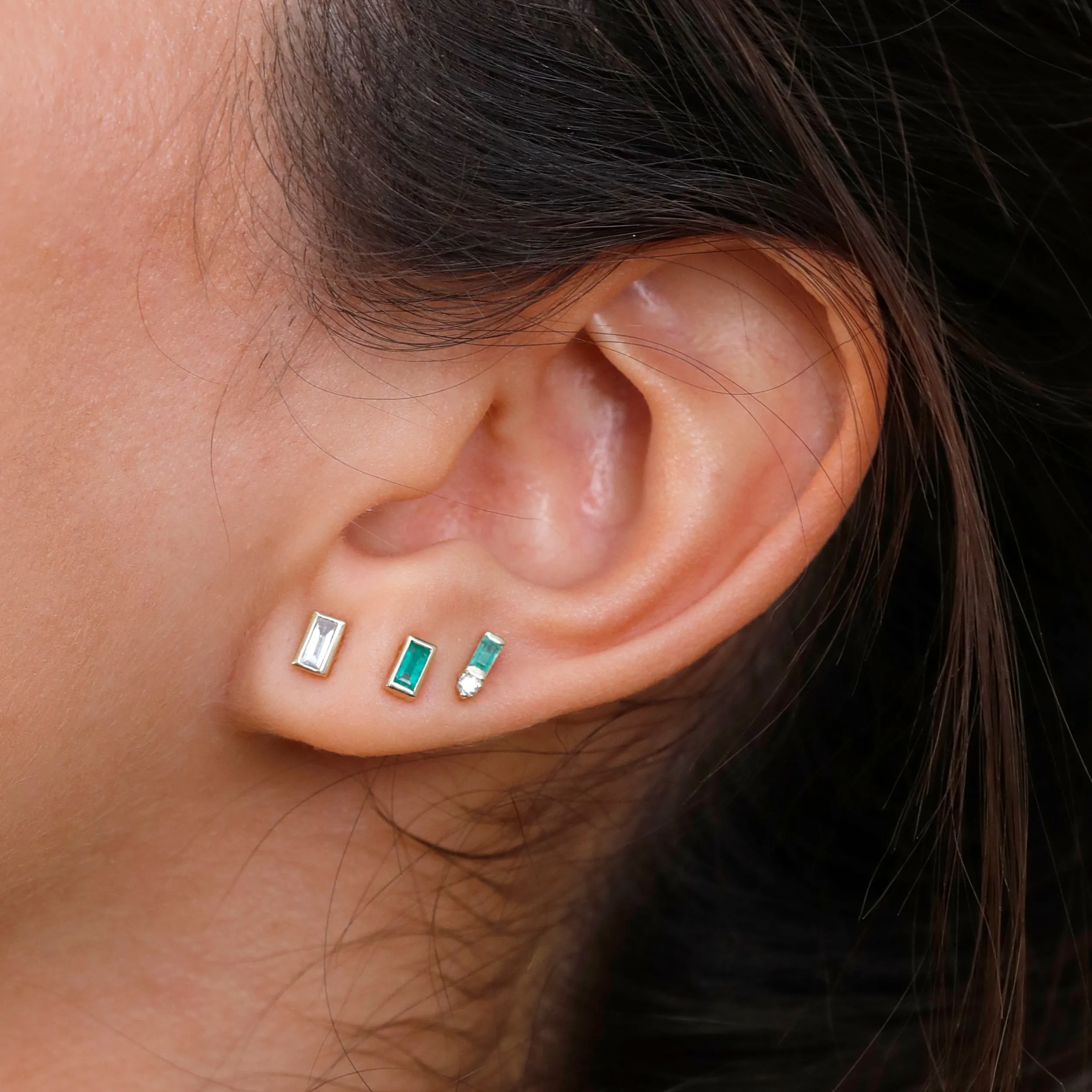 Emerald Baguette Studs, Verna