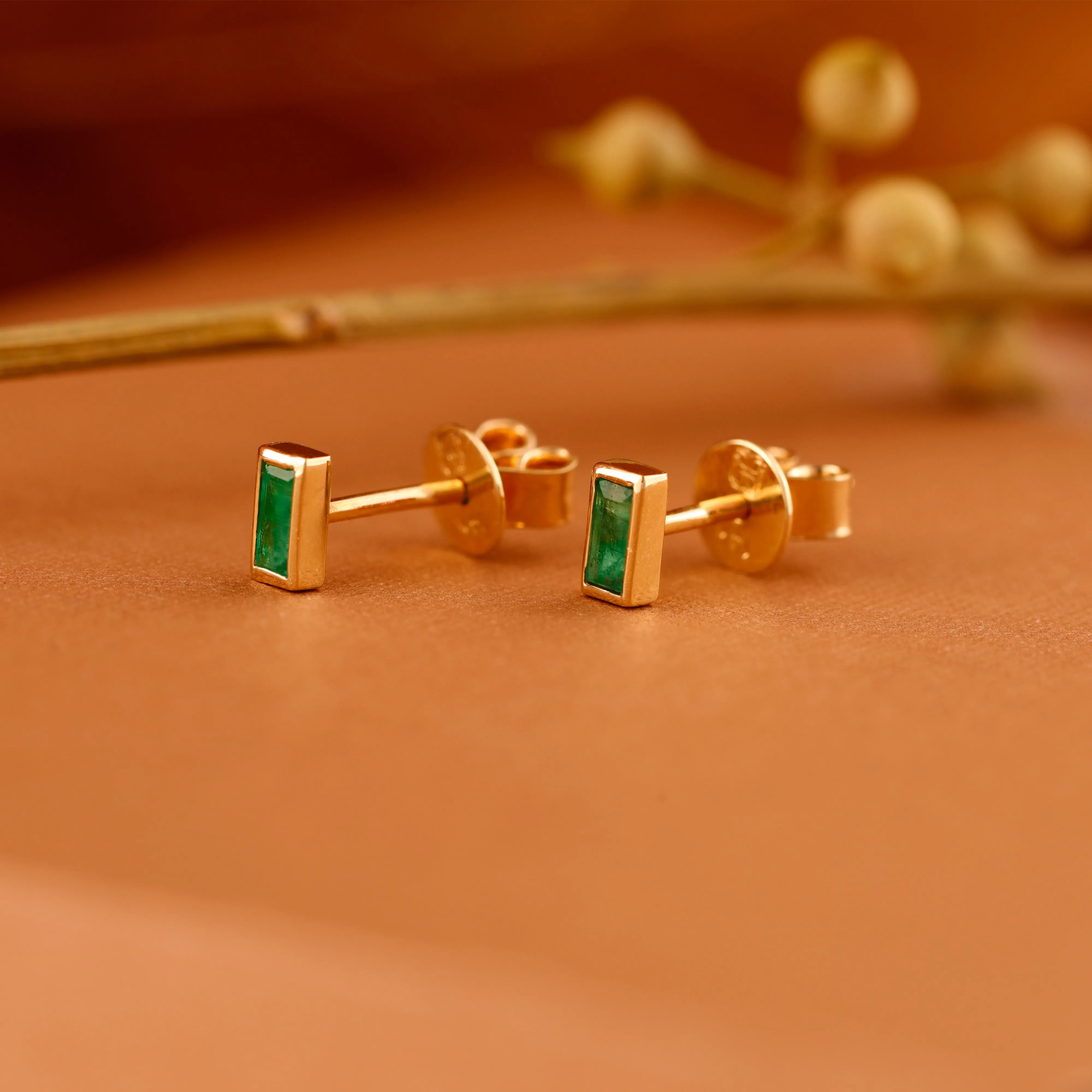 Emerald Baguette Studs, Verna