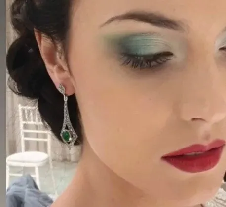 Emerald Green Art Deco Spear Earrings