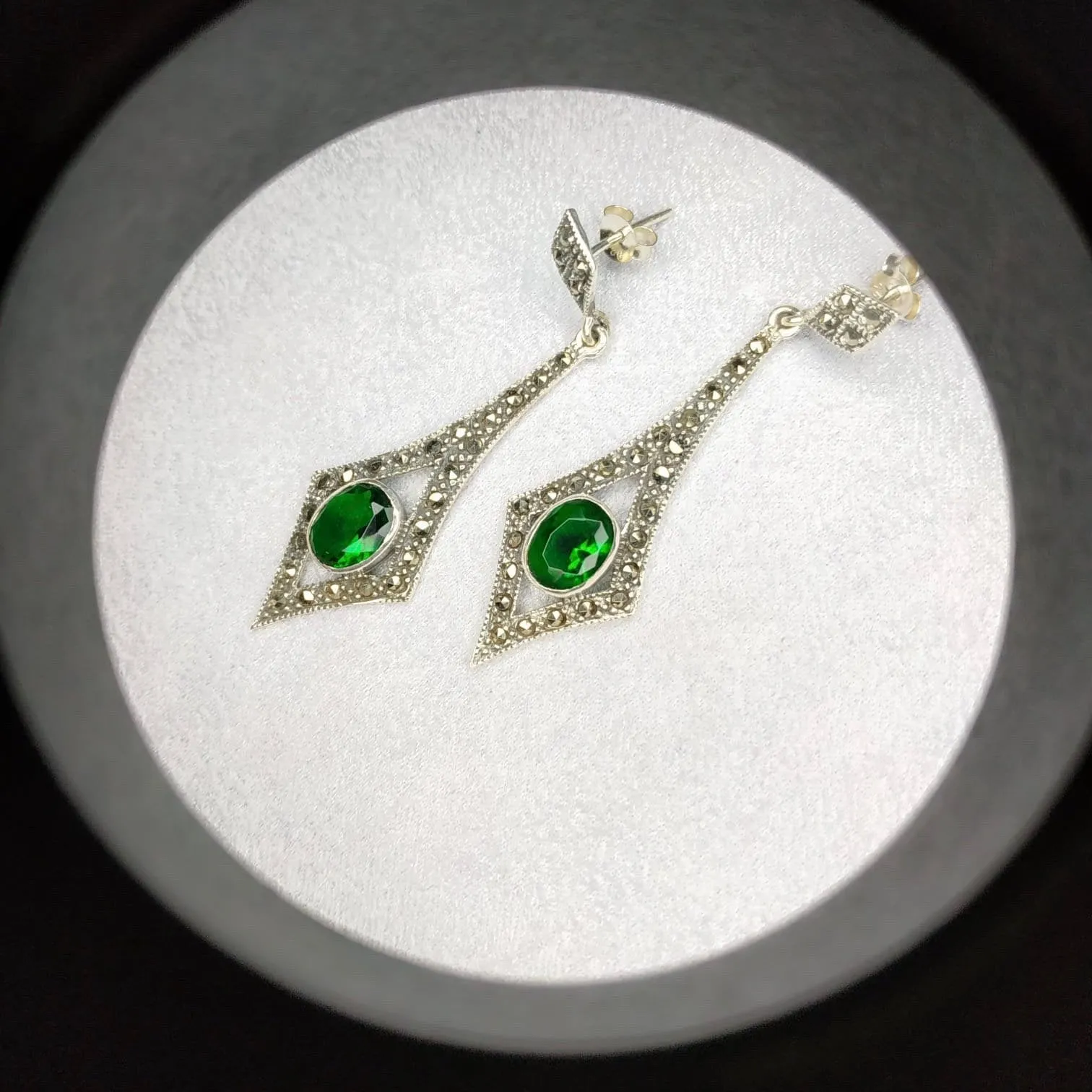 Emerald Green Art Deco Spear Earrings