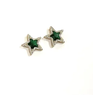 Emerald Green Crystal Star Earrings