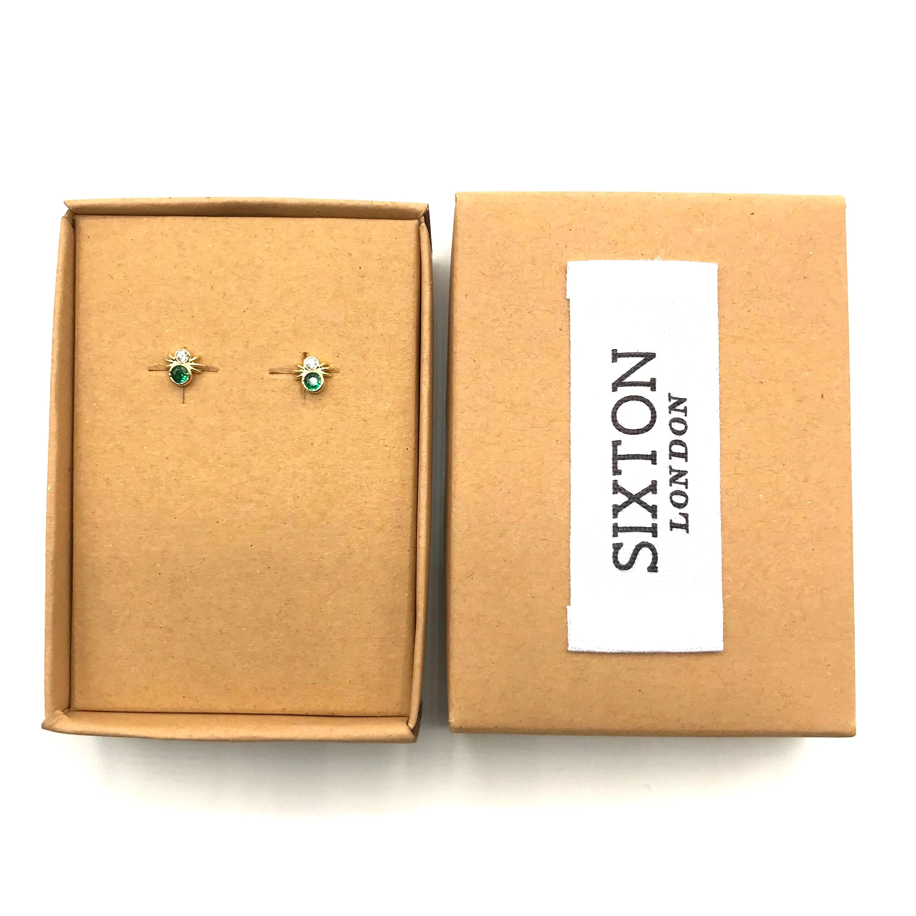 Emerald green spider earrings