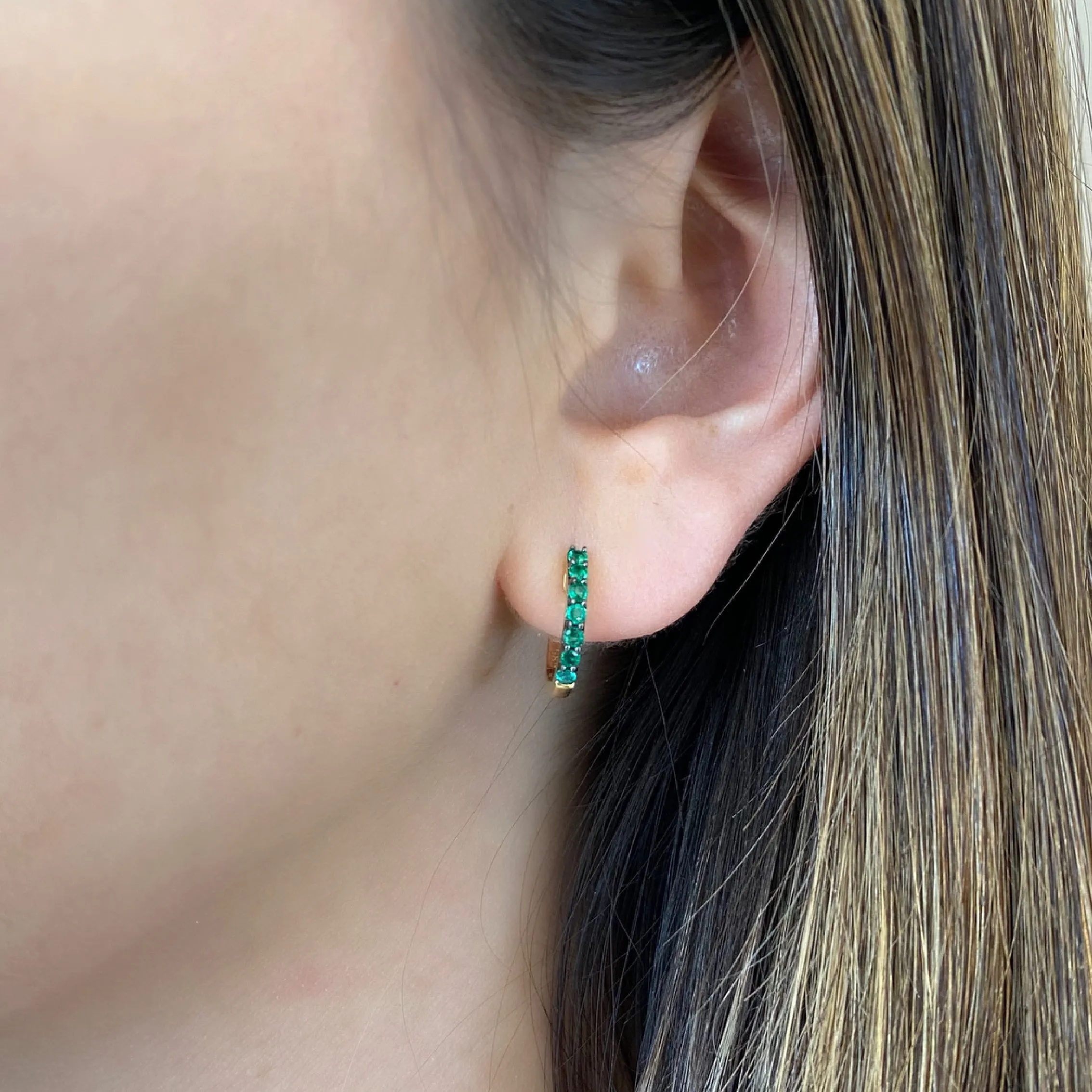 Emerald Huggie Earrings