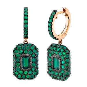 EMERALD PAVE BAGUETTE DROP EARRINGS