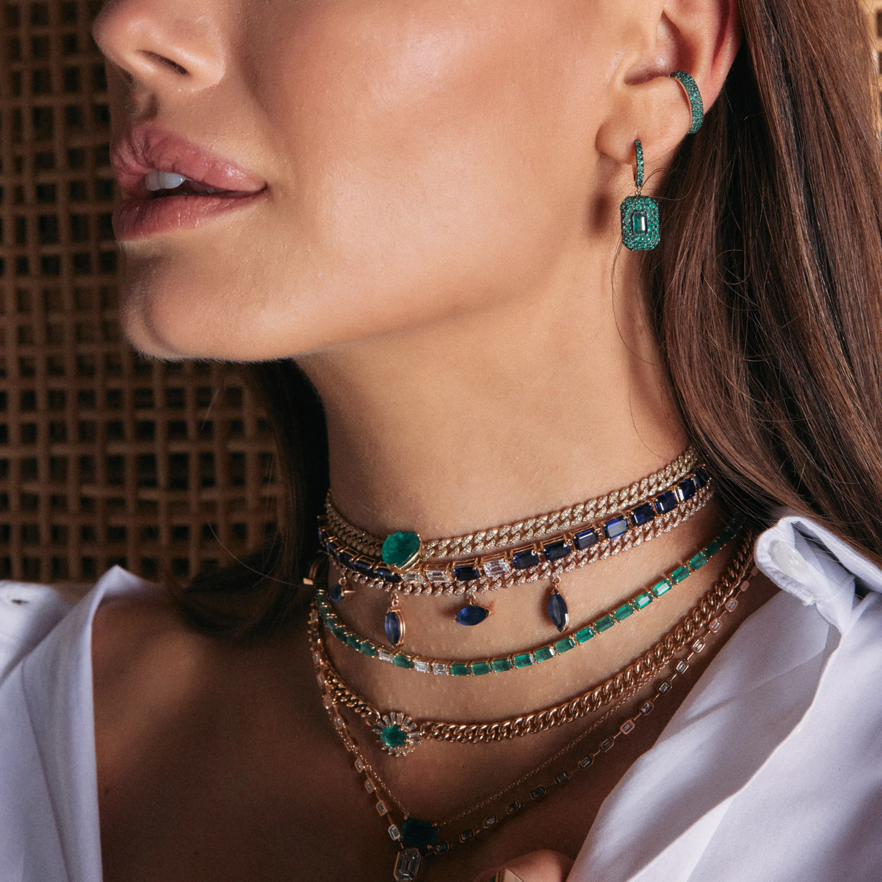 EMERALD PAVE BAGUETTE DROP EARRINGS