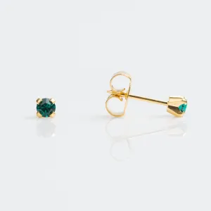 Emerald Stud Earrings, 3mm - Gold - 7511-0105