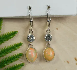 Ethiopian Welo Opal Sterling Silver Earrings; Genuine Untreated Ethiopian Opals; Silver Topaz Earrings