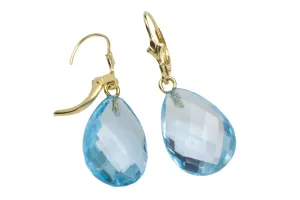 Faceted topaz drops in 14 carat gold
