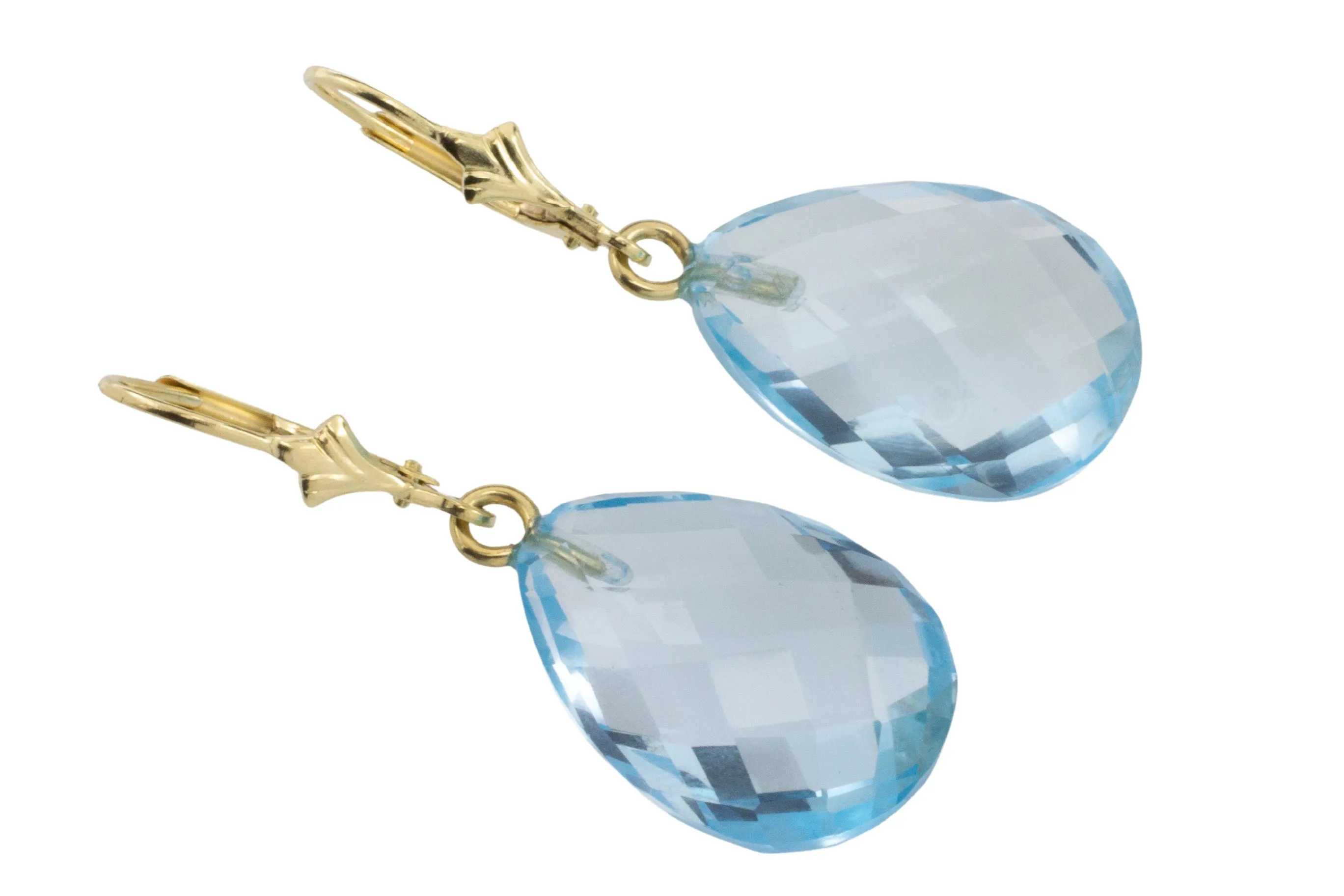Faceted topaz drops in 14 carat gold