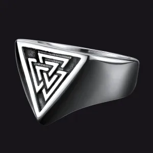 FaithHeart Stainless Steel Viking Valknut Signet Ring for Men