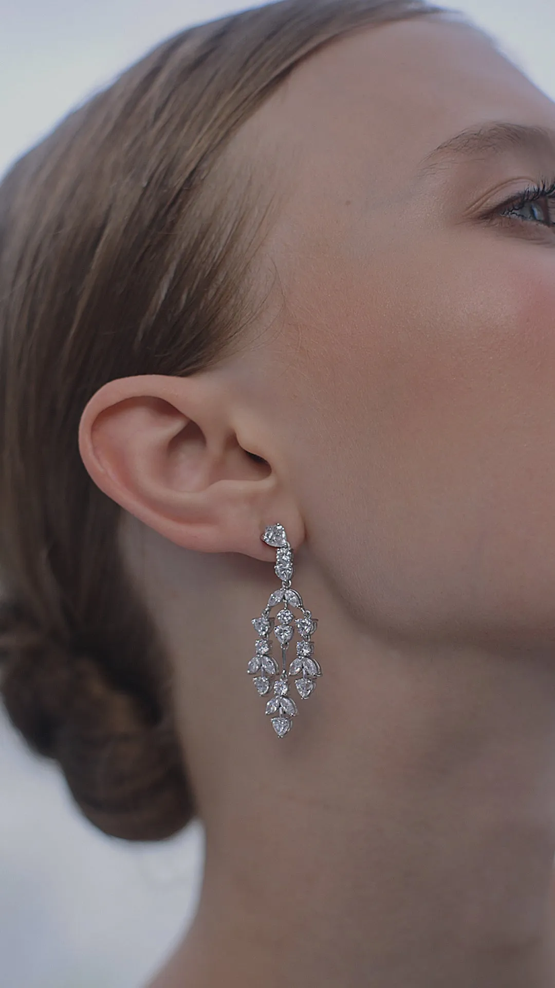 Fatima Chandelier Earrings White Gold Plated