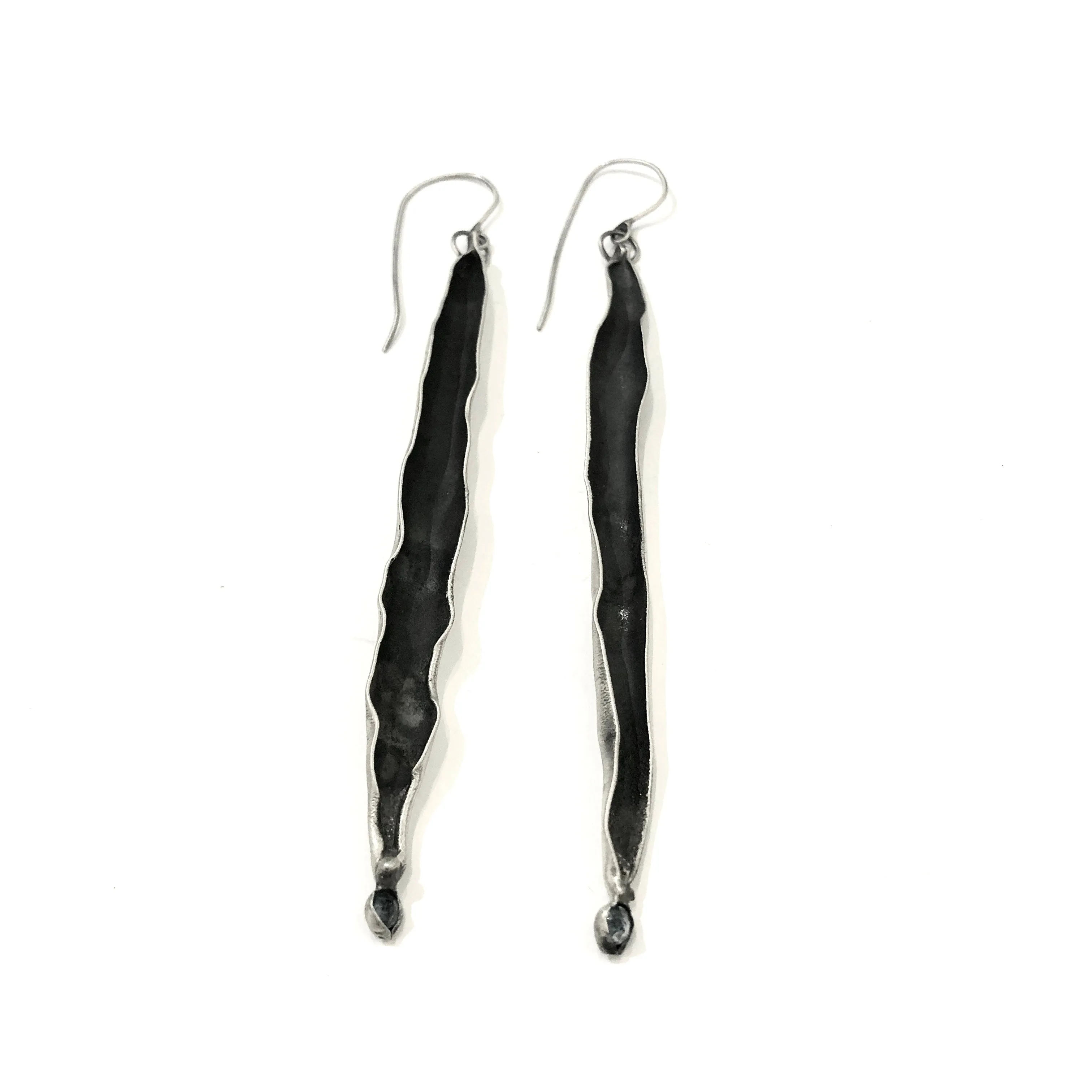 Folded Leaf Earrings with Topaz