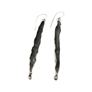 Folded Leaf Earrings with Topaz