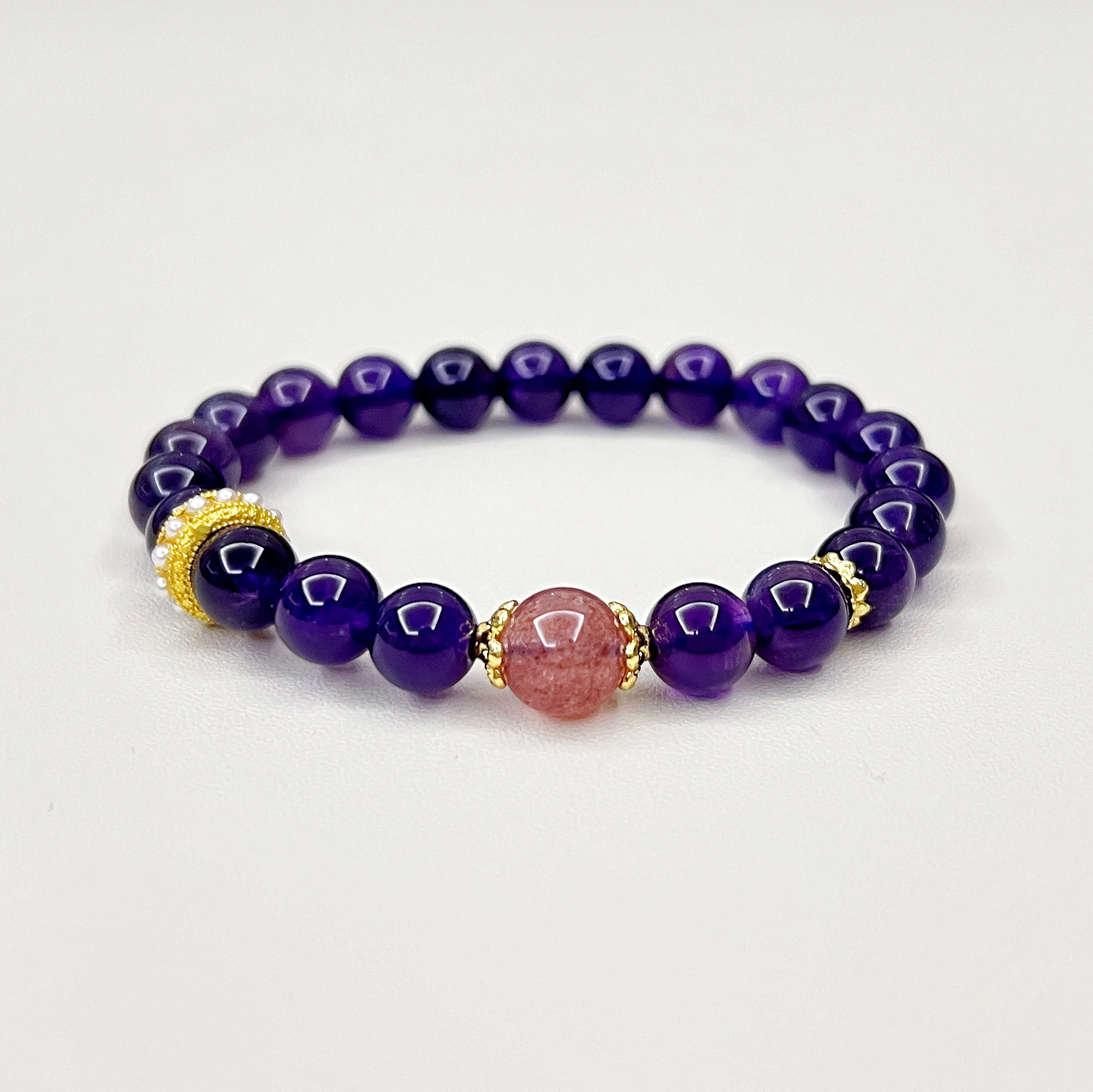 Fortunate - amethyst and strawberry quartz bracelet