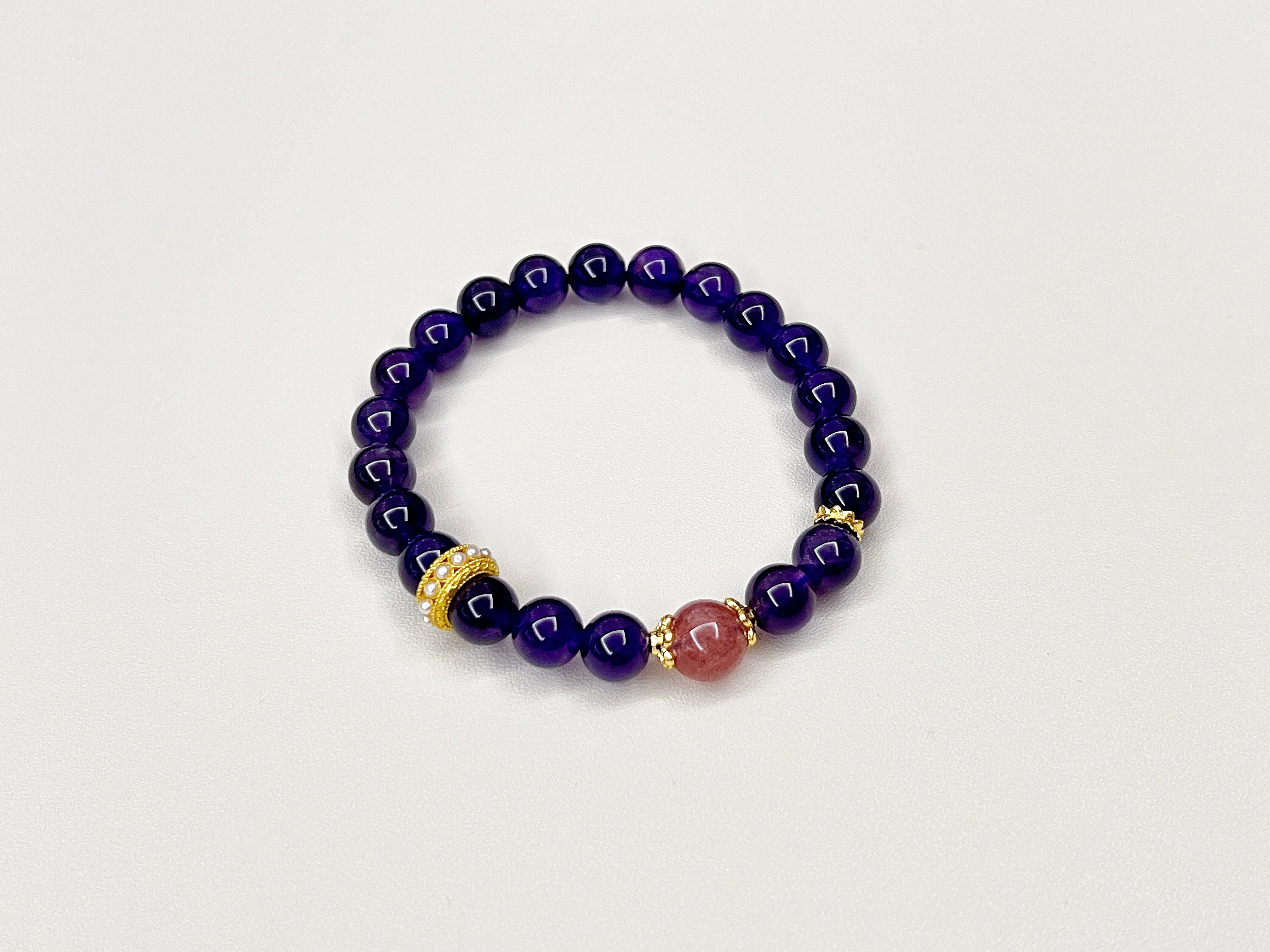Fortunate - amethyst and strawberry quartz bracelet