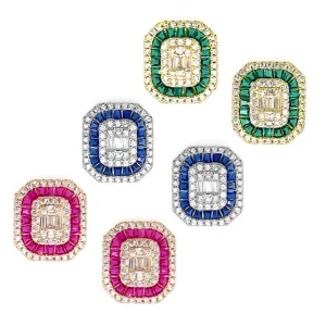 Genuine Spinel Baguette Stud Earrings