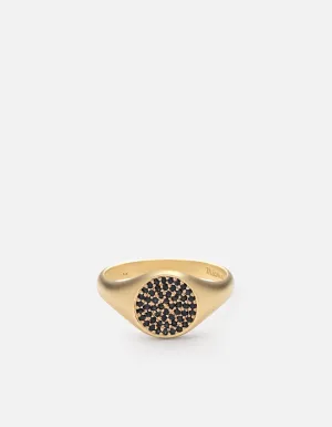 Horizon Signet Ring, 14k Matte Gold/Black Diamonds