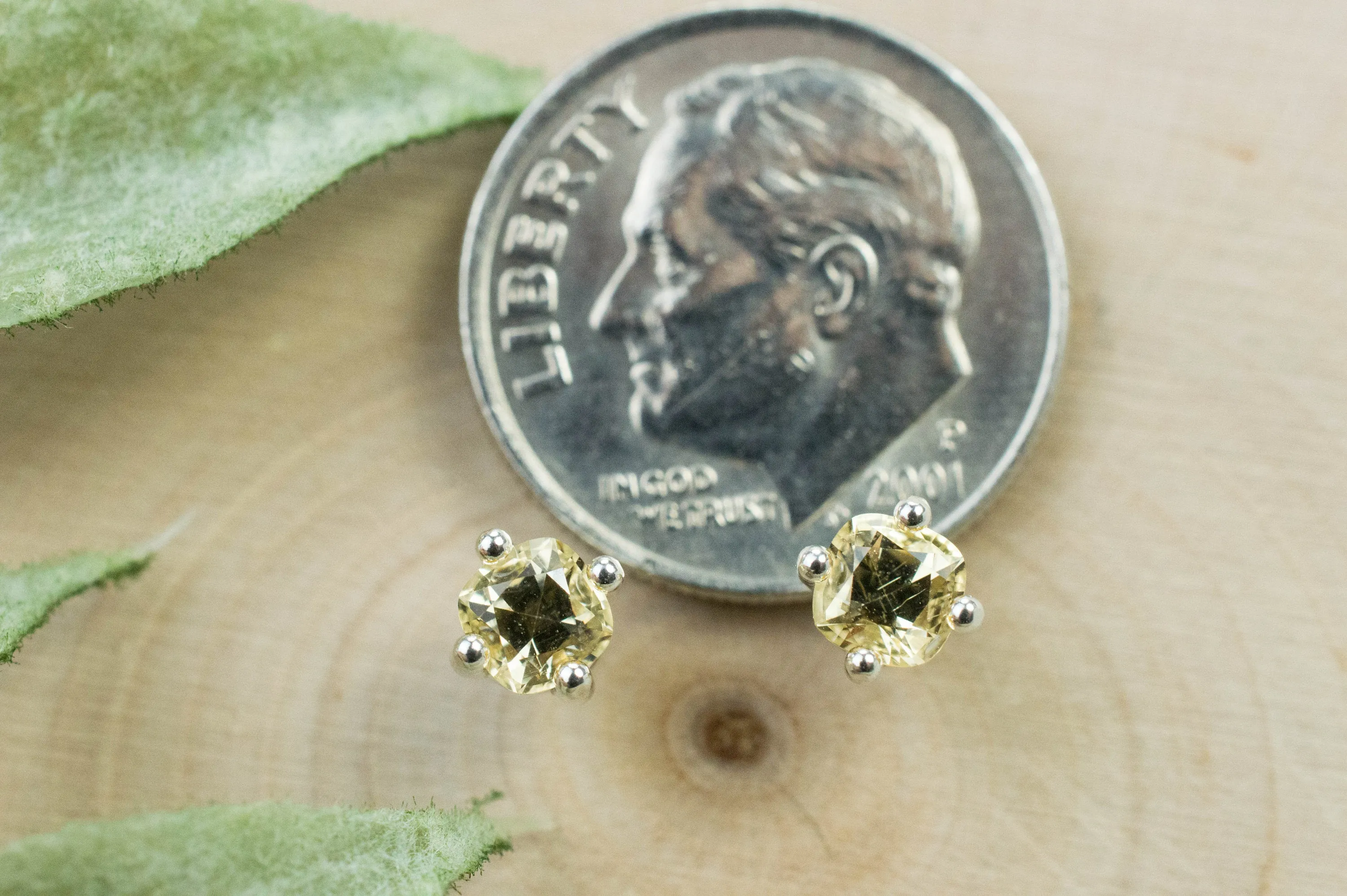 Imperial Topaz Earrings; Natural Untreated Brazil Topaz; 0.630cts