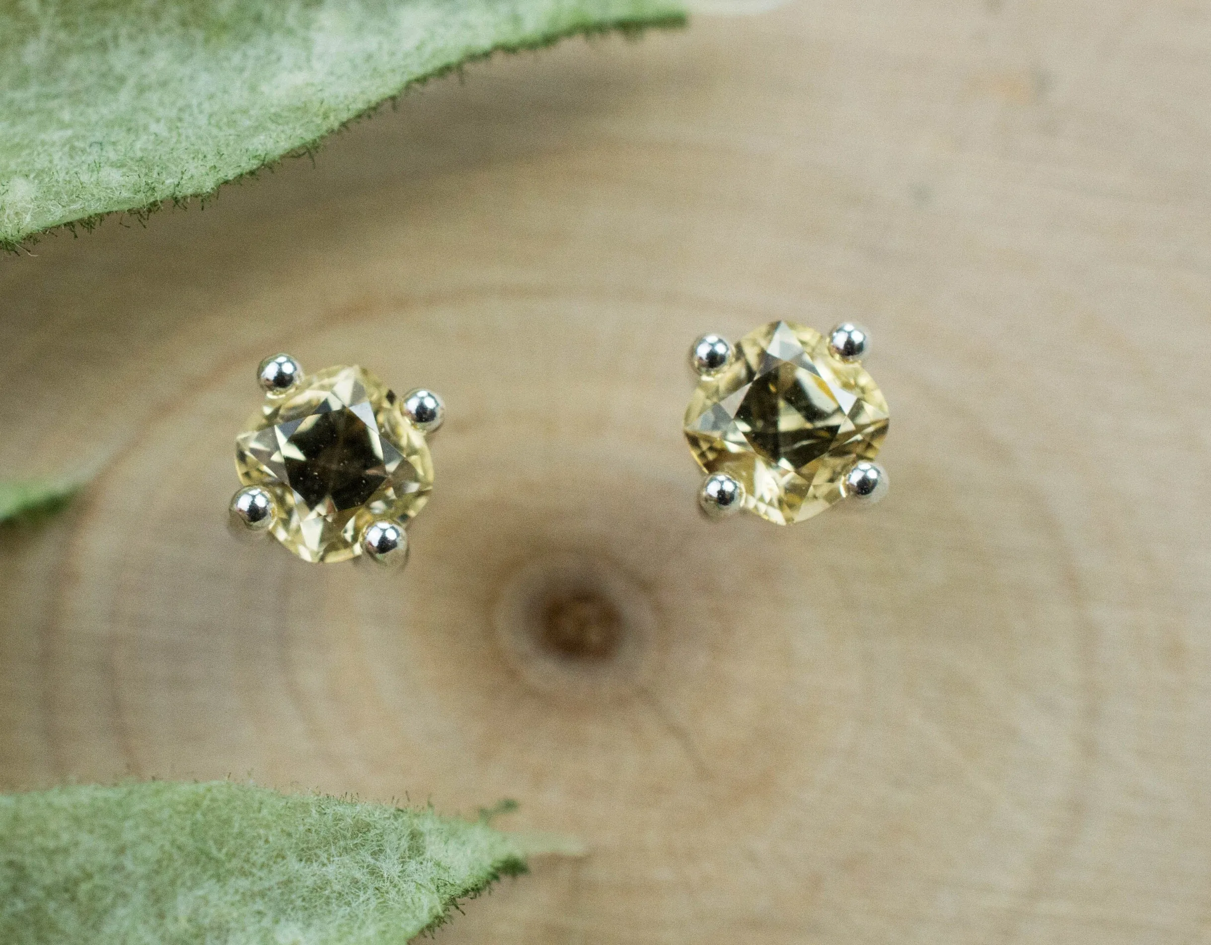 Imperial Topaz Earrings; Natural Untreated Brazil Topaz; 0.630cts