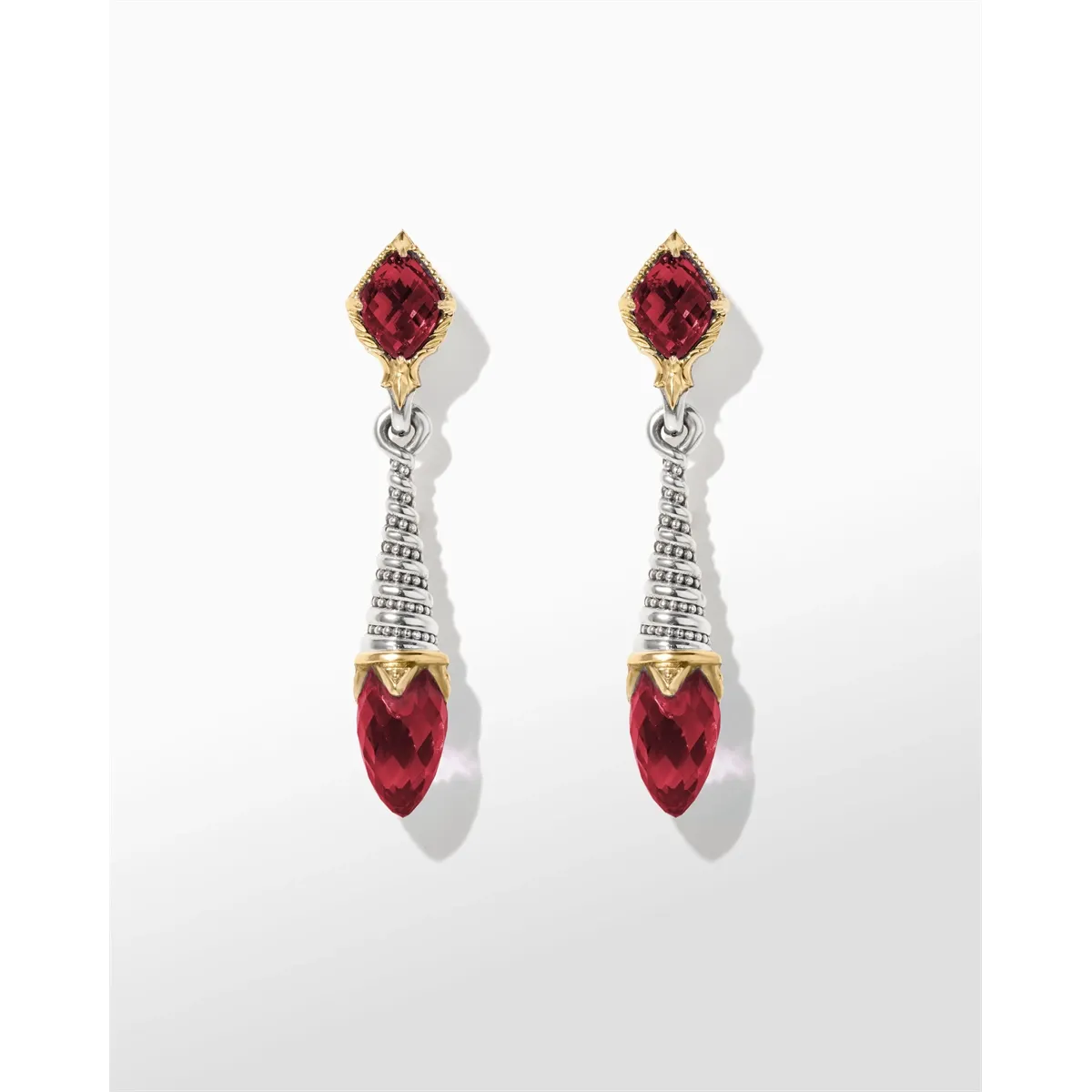 Konstantino Anthos Collection Silver and Gold Eon Dangle Corundum Earrings
