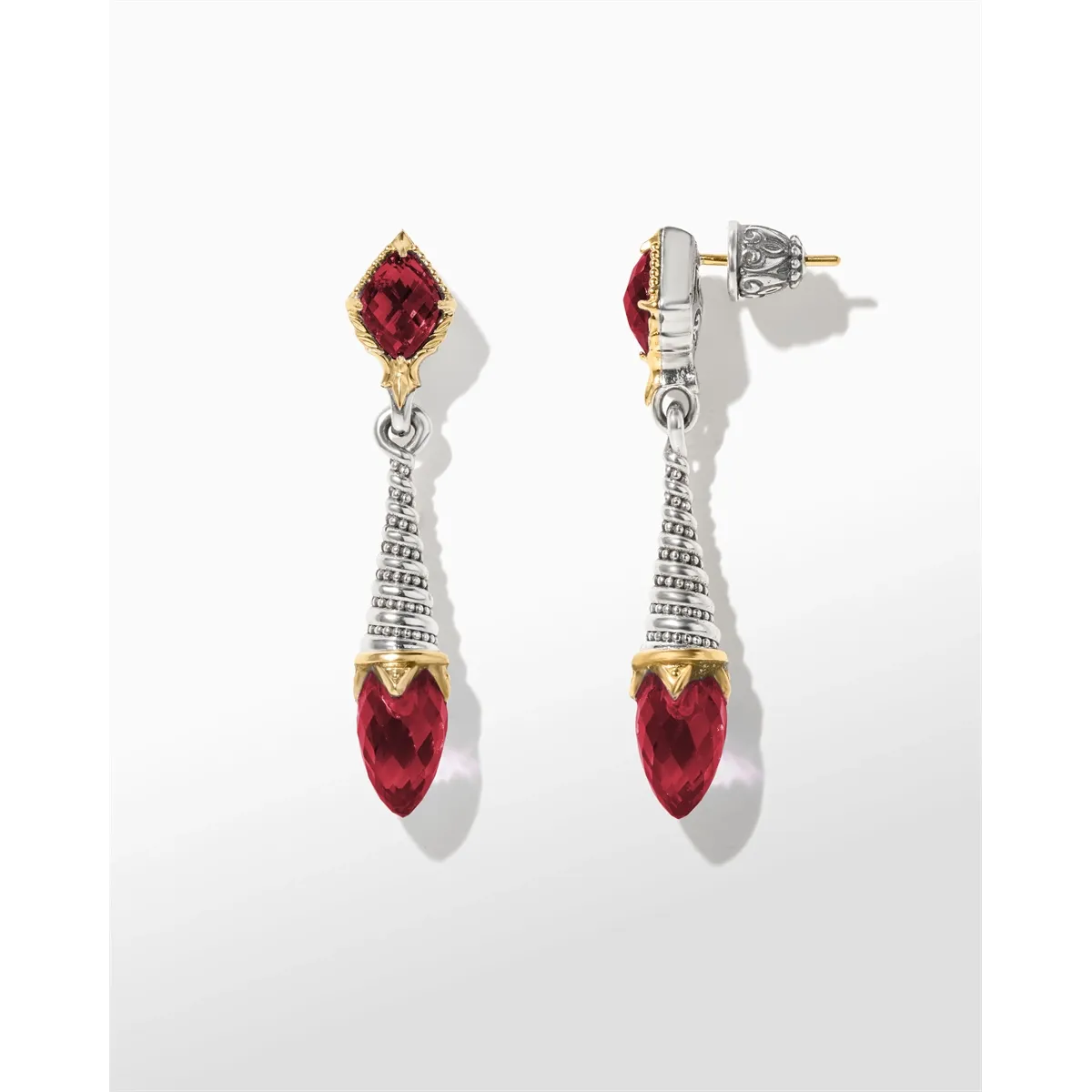 Konstantino Anthos Collection Silver and Gold Eon Dangle Corundum Earrings