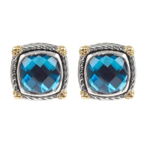 Konstantino Delos Silver and 18K Gold London Blue Topaz Earrings