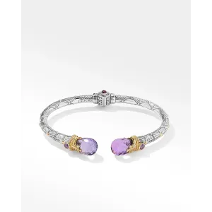 Konstantino Pythia Silver and 18K Gold Amethyst Quartz Cuff Bracelet