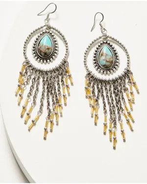 Luna Turquoise Chandelier Fringe Earrings