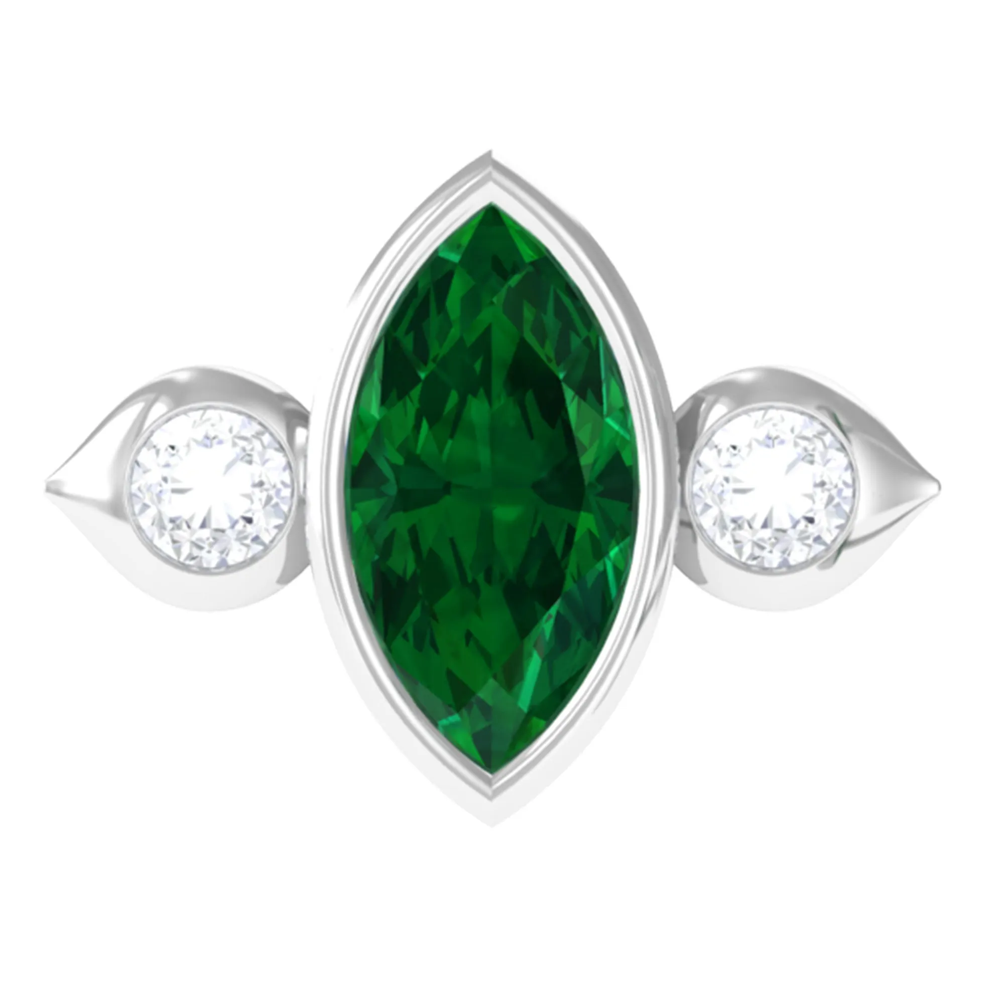 Marquise Emerald and Moissanite Cartilage Earring in Gold