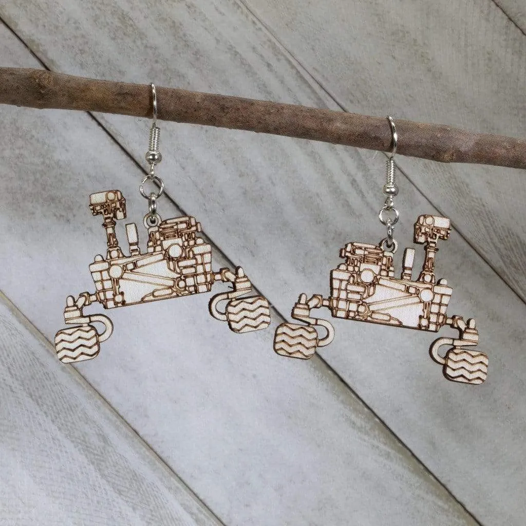 Mars Perseverance Wooden Dangle Earrings by Cate's Concepts, LLC